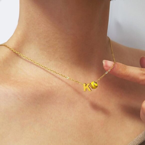 Elegant Softball Necklace for Women - Adjustable 16-19" Sports Jewelry Gift - Picture 2 of 6